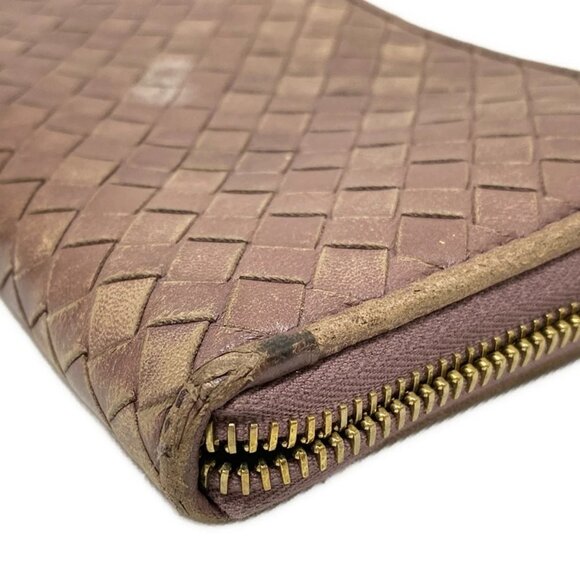 Auth BOTTEGA VENETA Zip Around Wallet, Intrecciato 114076 Light Purple Leather - Picture 8 of 13